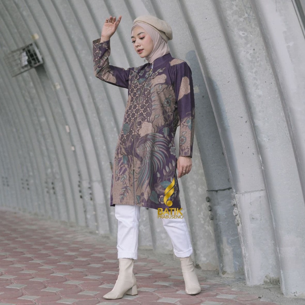 Jumbo Tunik Batik Wanita Batik Prabuseno Seragam Terlaris Bahan Batik Printing Anti luntur Dengan Ja