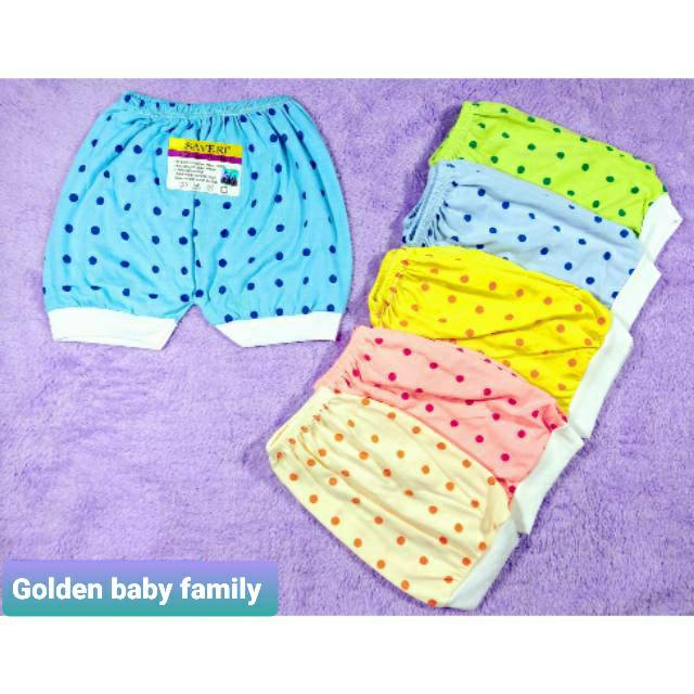 Murah# 6 Pcs (1/2 Lusin) Celana Pendek Bayi Polkadot Saveri 0-8 Bulan SNI