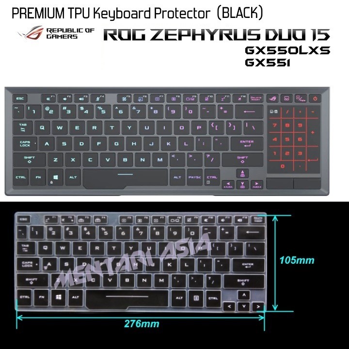Keyboard Protector ASUS ROG Zephyrus Duo 15 GX550 - PREMIUM TPU Black