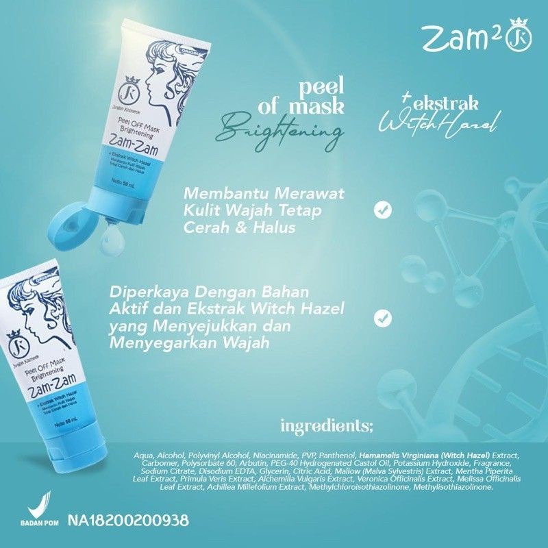 aschosme Masker Zam Zam  -  Peel off Mask Brigjtening Zam Zam