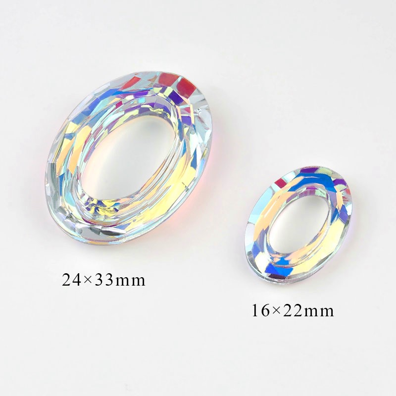 16x22mm/24x33 mm bentuk oval, Cincin kristal, Elips pesona manik-manik Austria untuk perhiasan DIY