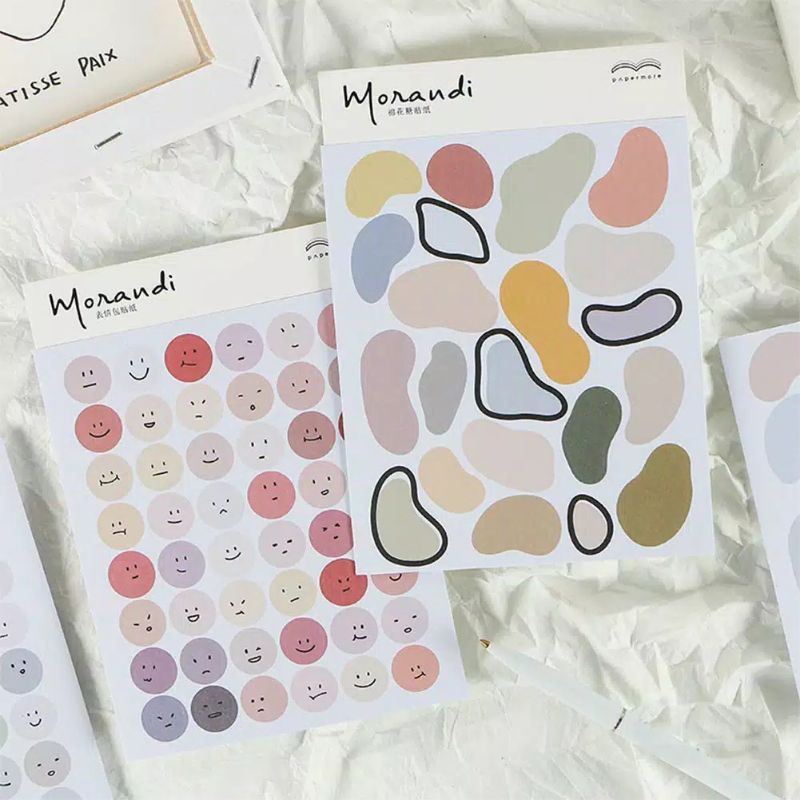 

[2Lmbr]DIY Sticker morandi emoji kawaii lucu untuk bullet journal scrapbook