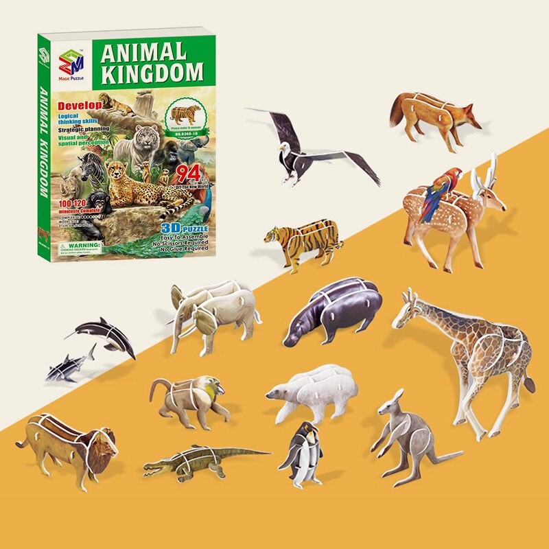 Mainan Edukatif Hewan - ANIMAL KINGDOM - Puzzle 3d Hewan B368-10