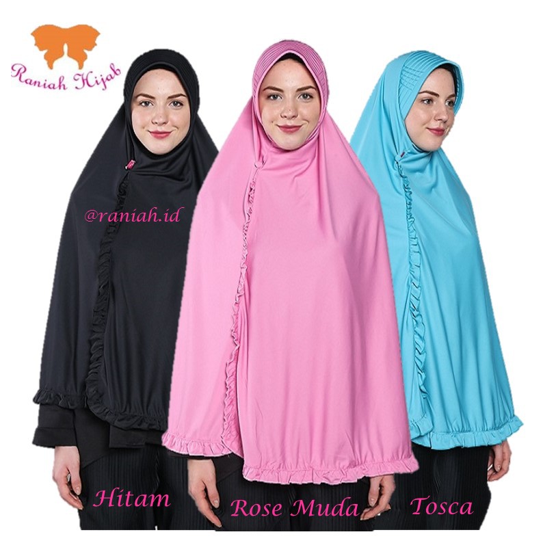 Rizky Collection by Raniah Hijab Bergo Panjang Kancing Hijab Syari
