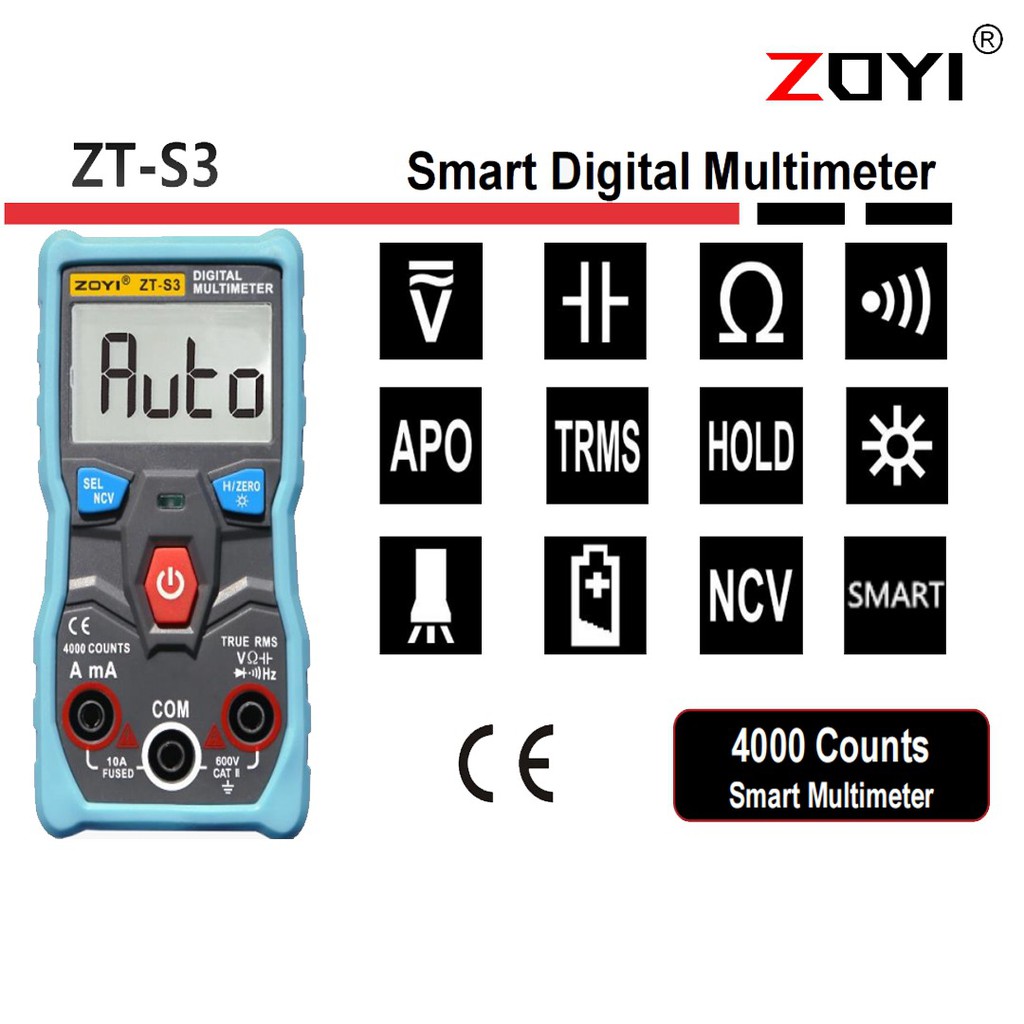 ZOYI ZT-S3 Multimeter Tester Digital Resistance Capacitance With NCV