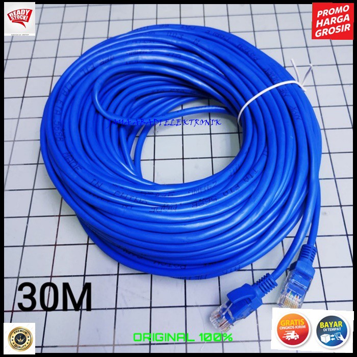 G566 KABEL LAN RJ45 30 METER CAT5 UTP INTERNET WIFI HOTSPOT JARINGAN KONEKTOR PLUG BOOT KOMPUTER SWITCH ROUTER MODEM COMPUTER INDIHOME FIRTSMEDIA ROUTER SIAP LANGSUNG PAKAI DENGAN KEPALA KONEKTOR DAN PLUG BOOT YANG SUDAH TERPASANG JADI LEBIH PRAKTIS