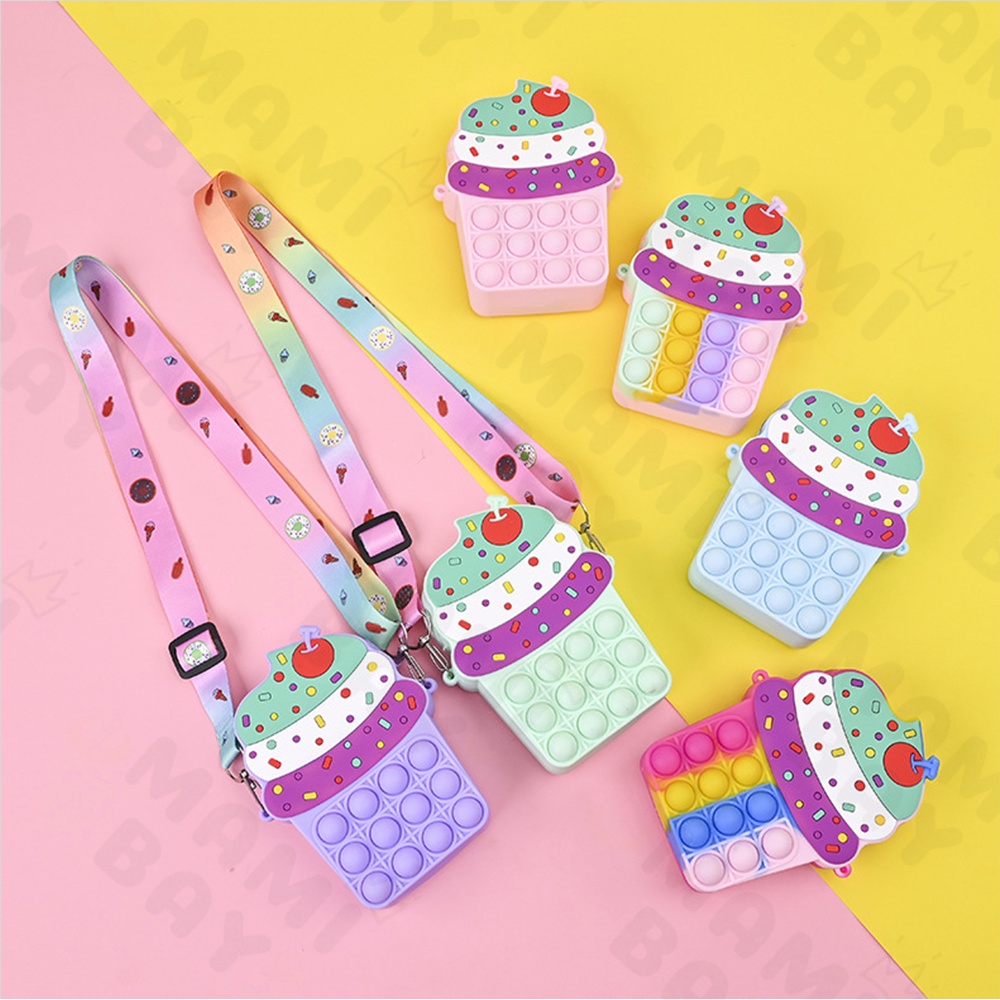 OKEYI Tas pop it anak ice cream/Tas selempang anak impor Fashion