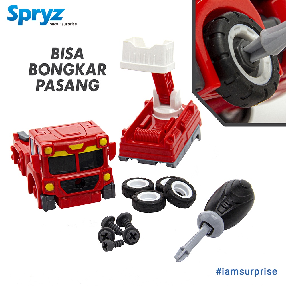 Spryz Revamp Robo Truck Red - Mainan Truk Robot Transformer DIY