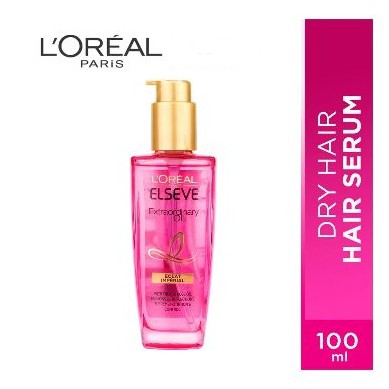 L'Oreal Paris Hair Serum ELSEVE Extraordinary Oil PINK - 100 ml (Vitamin Rambut Kering) Loreal