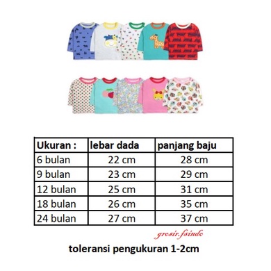 Kaos bayi lengan panjang/ tee lengan panjang 5in1 KODE A/Atasan lengan panjang/ baju bayi lengan panjang 5in1