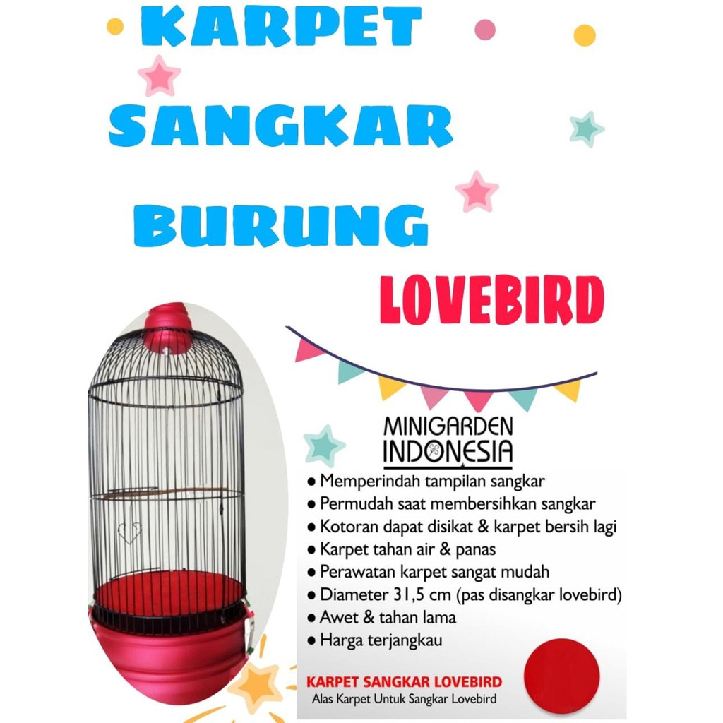 KARPET SANGKAR BURUNG LOVEBIRD dasar alas kandang tatakan tebok kandang burung kapsul merah tebal