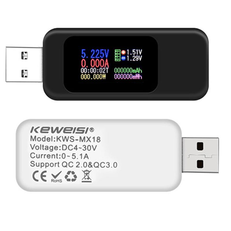 Btsg Color Display Voltmeter Ammeter USB Tester Tegangan Arus Kapasitas Power Meter