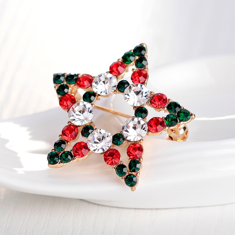 SIY  New Christmas Brooch Pins Star Rhinestone Jewelry Fashion Women Gifts Decoration