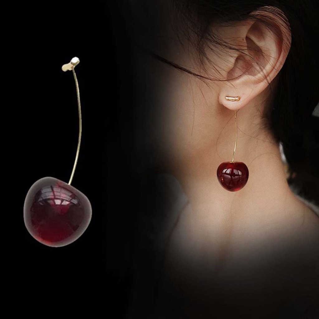 Hu Hu Hu Hu Hu Alat Bantu Pasang Kacamata♡ Anting Bentuk Cherry Bahan Alloy Untuk Kencan