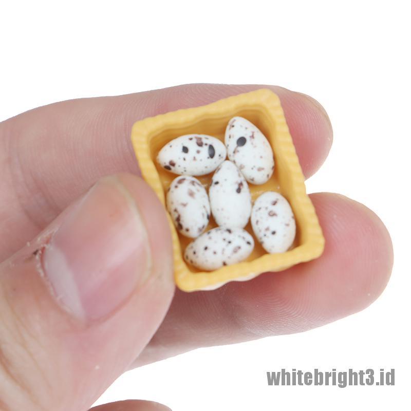 (white3) Mainan Miniatur Telur Skala 1: 12 Dengan Nampan Untuk Aksesoris Dapur Rumah Boneka