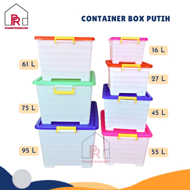 Container Box Transparan Putih - SLP / Box Besar 55 75 95 Liter / Storage Box