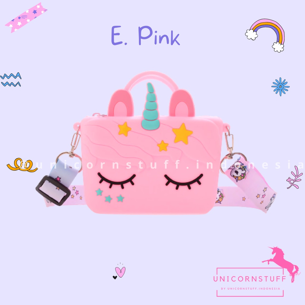 Tas Selempang Unicorn Anak Perempuan Kado Hadiah Cewek Silicon Jelly Sling Bag Pergi