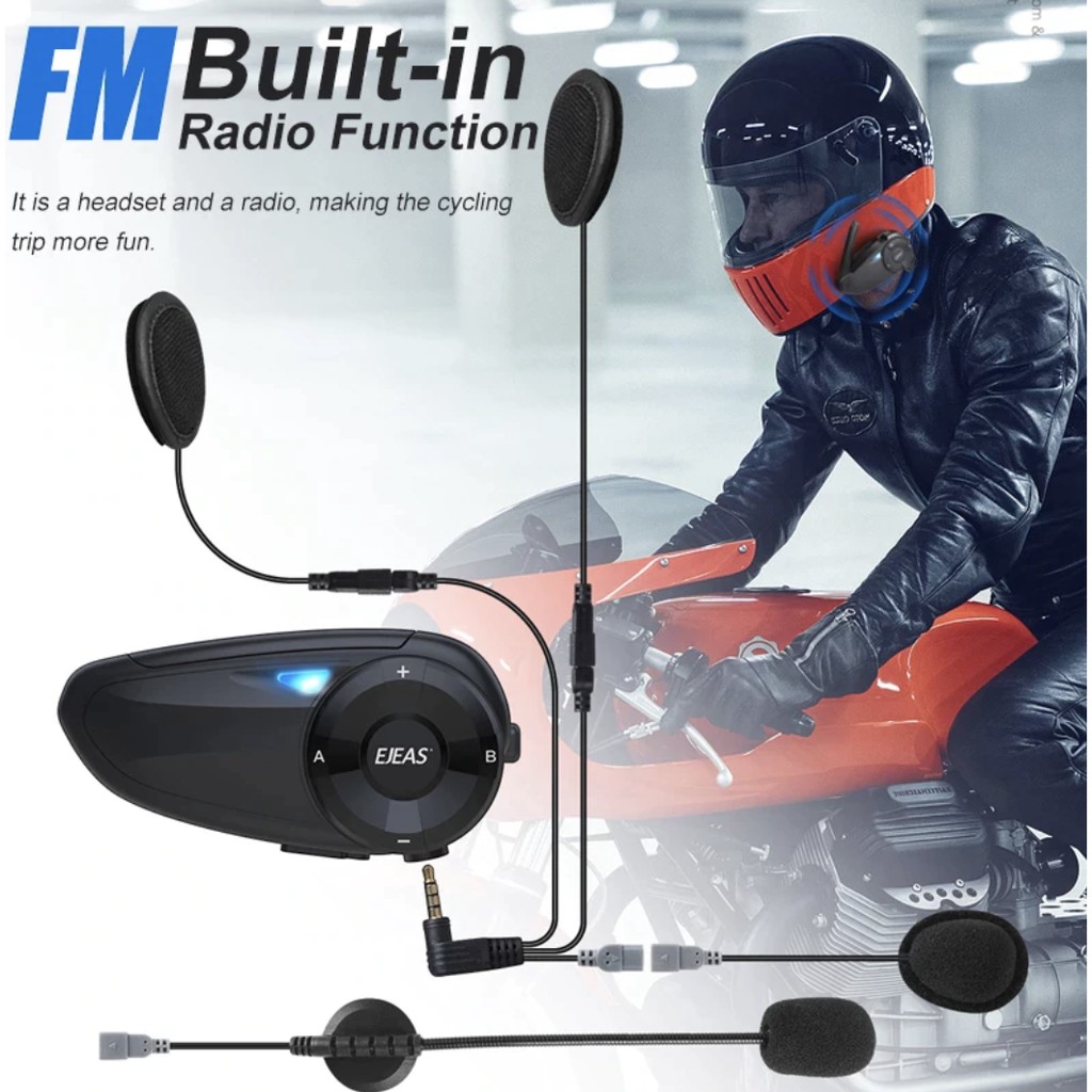 EJEAS Q7 Bluetooth Radio FM Intercom Helm 7 Rider Helmet Alt V6 PRO