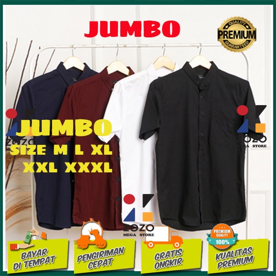 KEMEJA PRIA JUMBO LENGAN PENDEK POLOS XXL,XXXL,3XL