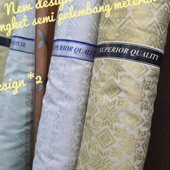 [TERMURAH] KHUSUS PUTIH SILVER + CREAM GOLD. SONGKET SEMI PALEMBANG METERAN (Harga per 1/2 meter = 0