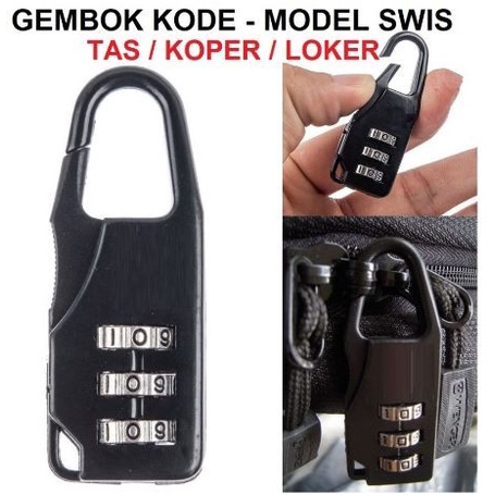 GEMBOK KUNCI KOPER padlock travel swiss army tas ransel lock kode