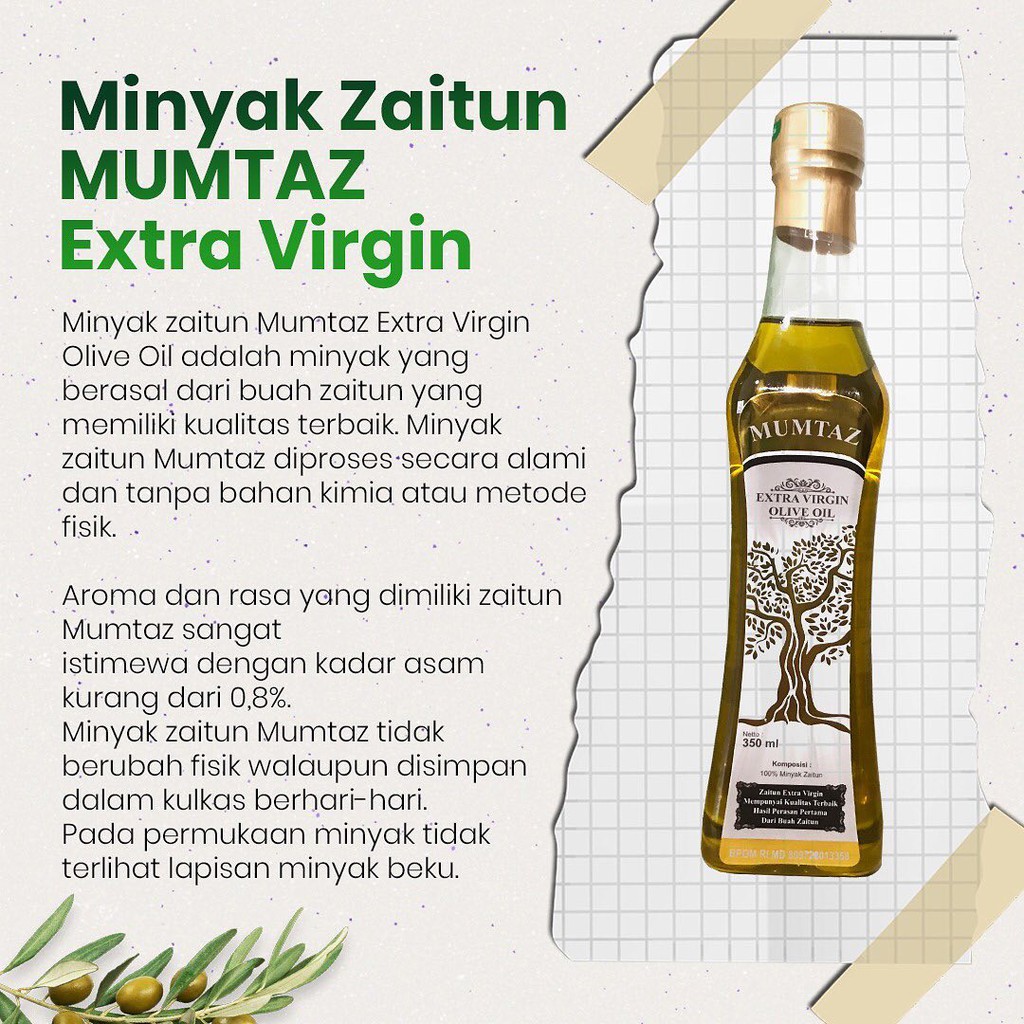 MURNI 100% Minyak Zaitun Asli Murni Extra Virgin Untuk Rambut Wajah Muka Ibu Hamil Olive Oil MUMTAZ