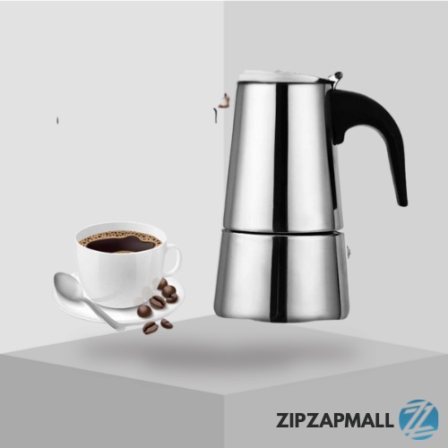 One Two Cups Espresso Coffee Maker Moka Pot Teko 300ml 6 Cup / Teko Kopi Expresso Stainless Panas Leher Angsa Ada Penyaringannya / Moka Moca Pot Kopi Coffe Maker / Teko Penyaring Saringan Saring Kopi Teh Stenlis Set Murah Original