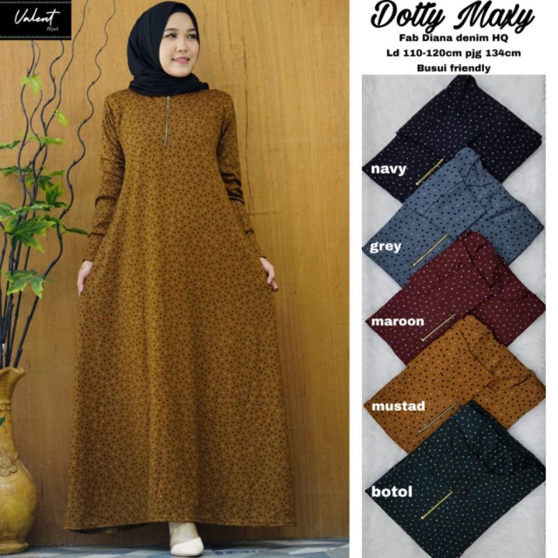 TERBARU GAMIS BUSUI DOTTY, BAHAN DIANA DENIM HQ, LD.110-120 PB.134, by VALENT