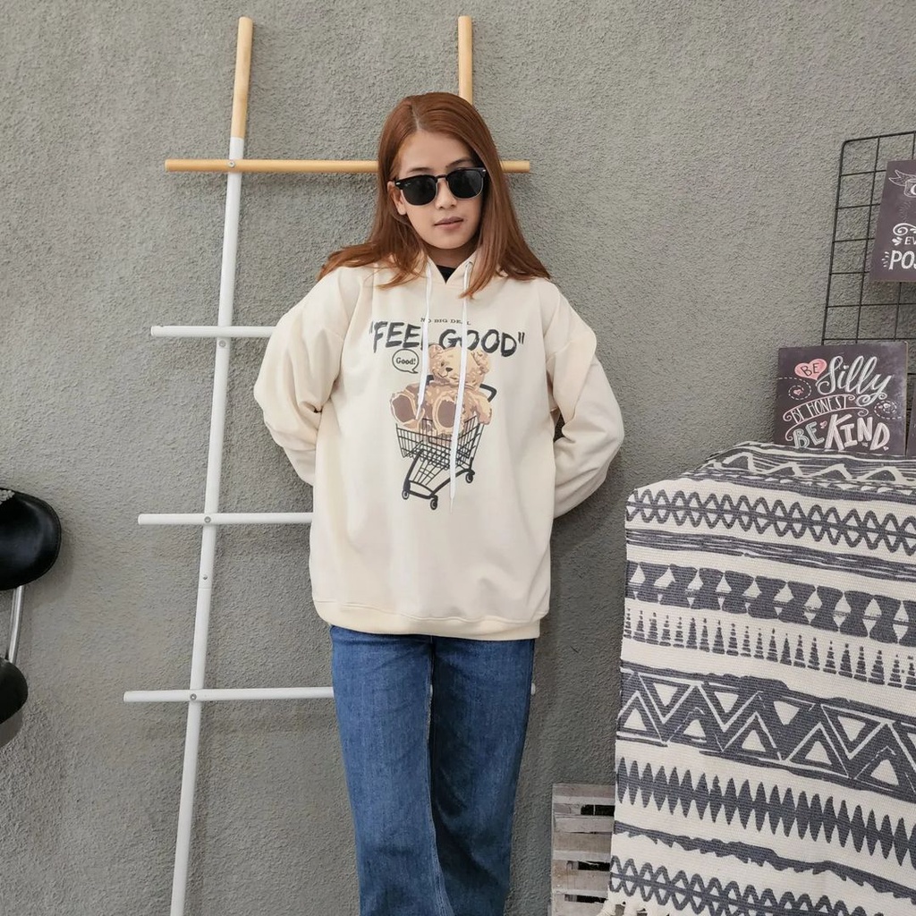 FEEL GOOD TEDDY Hoodie Sweater Oversize | Outerwear Pria Wanita Terbaru Fashion Terkini Korean Style