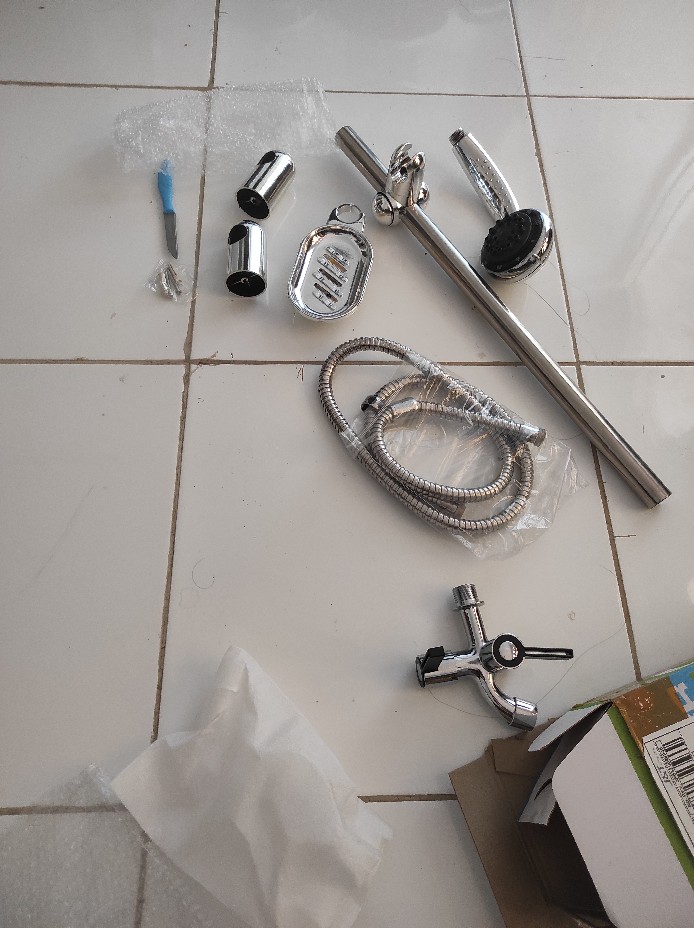 Paket Shower Tiang + Keran Dobel Shower