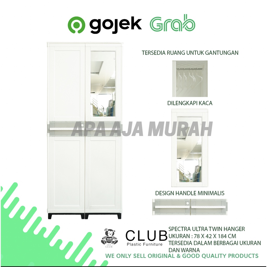 LEMARI PAKAIAN GANTUNG JUMBO CLUB / LEMARI PAKAIAN PLASTIK DENGAN KACA CLUB MURAH / SPECTRA ULTRA TW