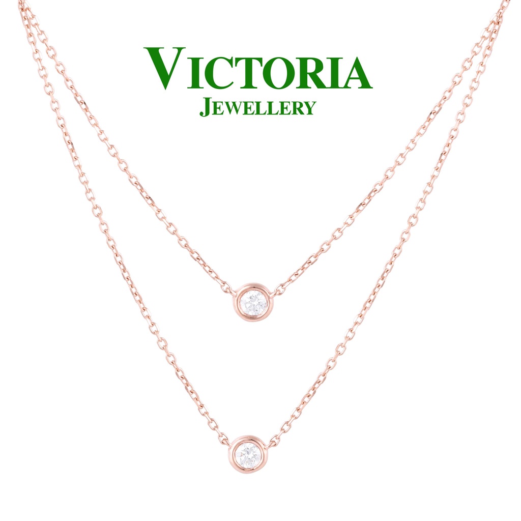 Liontin Berlian Solitaire + Kalung / Kalung Layer Berlian