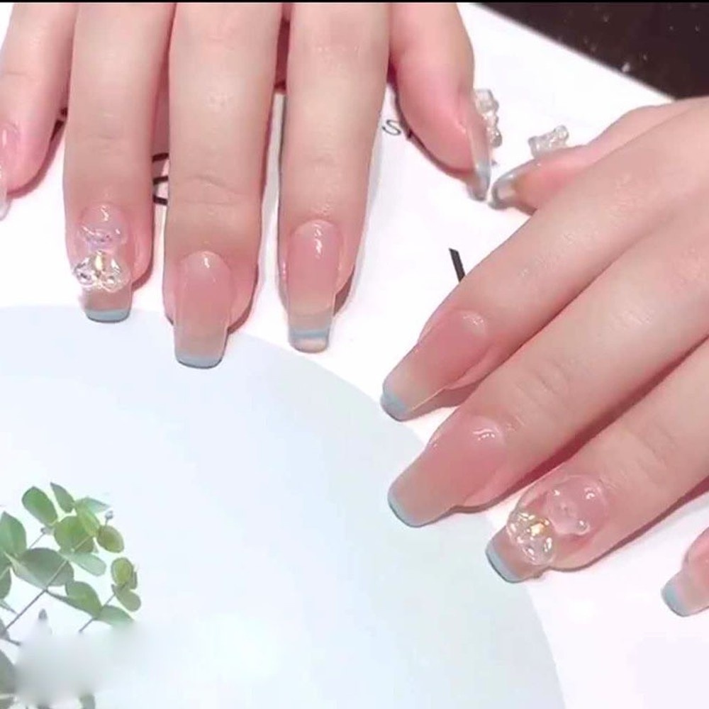 Patch Lem Kristal Mini 3D Desain Beruang Aurora Symphony Bahan Resin Untuk Dekorasi Kuku