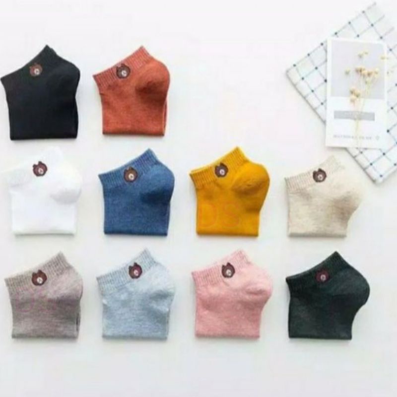 KAOS KAKI BERUANG WARNA WARNI REMAJA  PENDEK MATA KAKI / KAOSKAKI ANKLE CUTE BUNGA DAISY BEAR DS-7