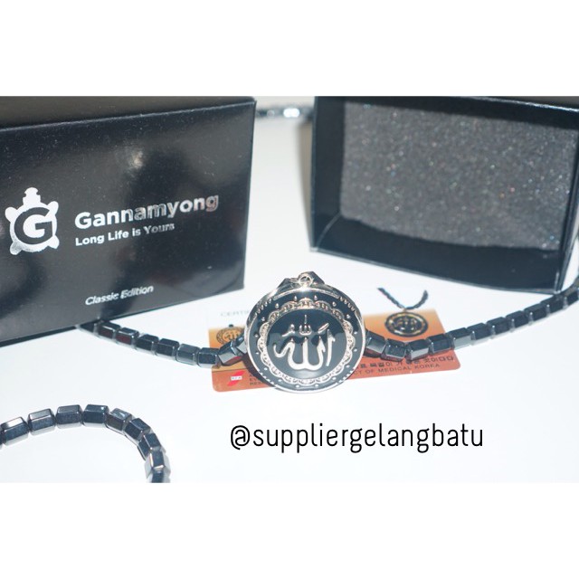 PROMO Kalung magnet LAFAZ ALLAH SILVER GANNAMYONG sertifikat ktp asli healthy bracelet aksesoris