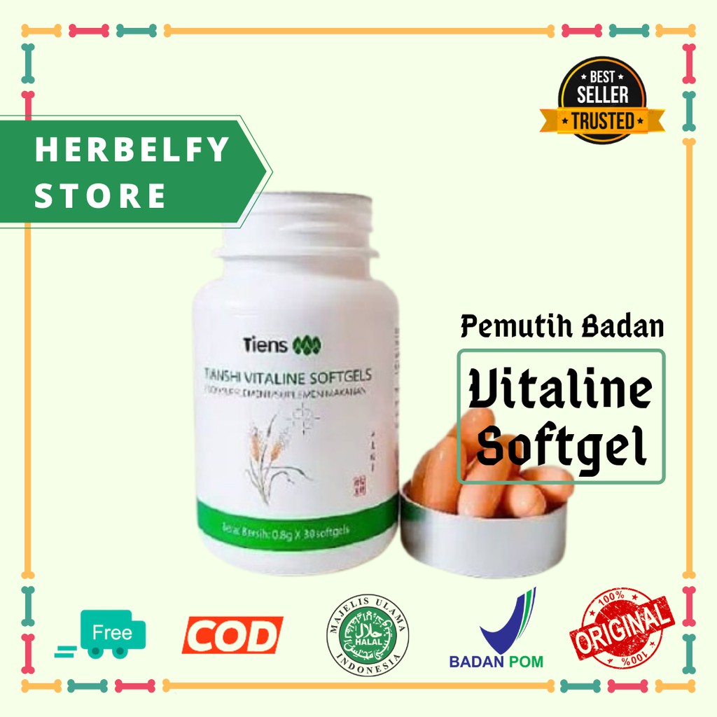 Vitaline Softgel Serum Pemutih Seluruh Badan Permanent Herbal Original Terampuh Asli 100% Halal BPOM