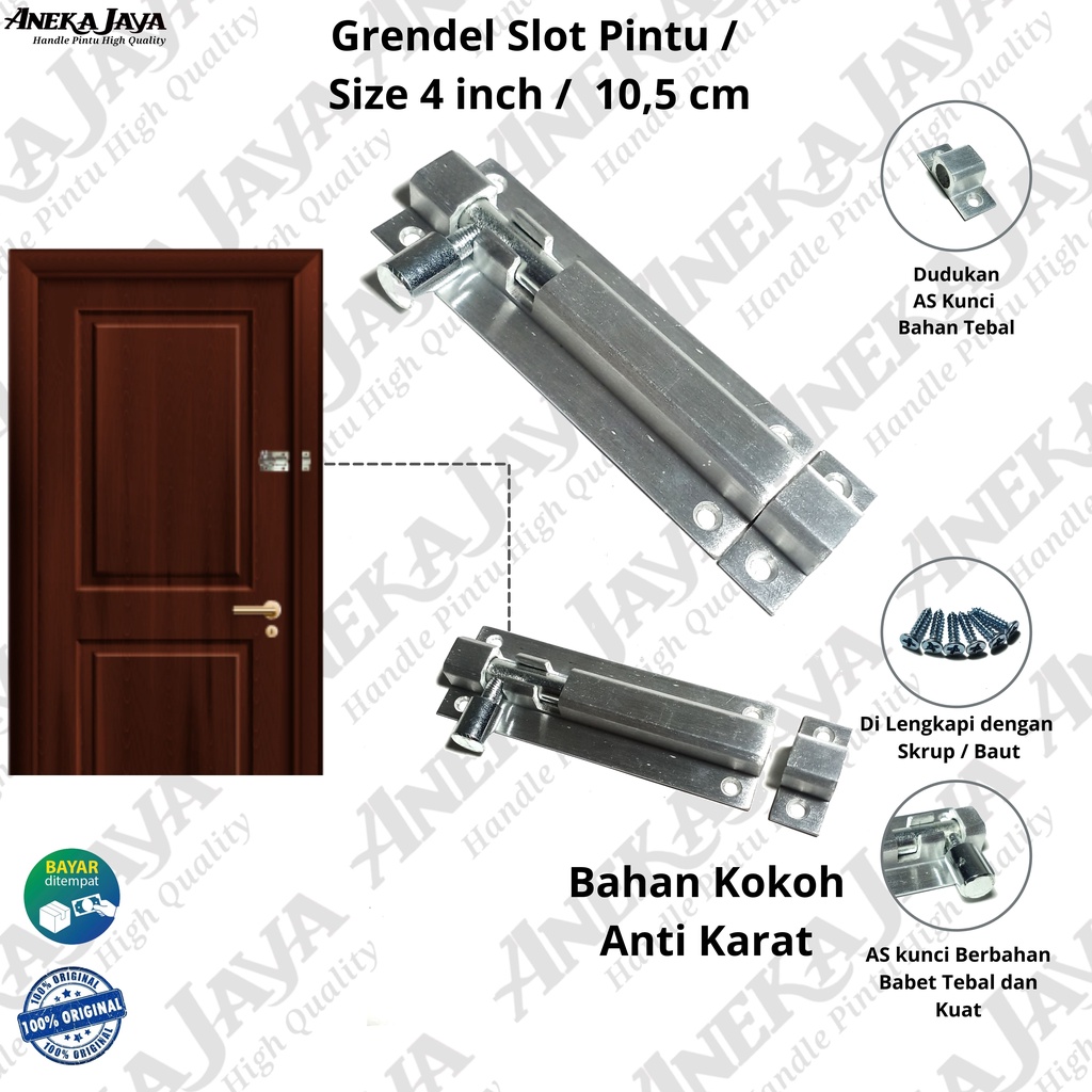 Grendel Slot Pintu Jendela 4 Inch l 10,5 cm l Selot alumunium aloy awet kuat dan tahan lama