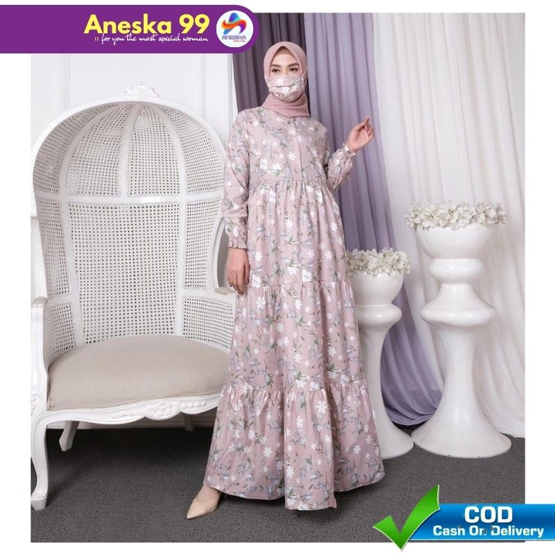 Gamis ANESKA DEYA HOME BISA COD W4Y8 Baju Best Seller Wanita FYP Simple Viral Elegant Ramadhan Long 