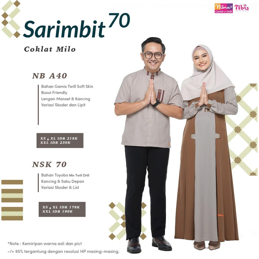 NIBRAS SARIMBIT 70 COKLAT SERAGAM LEBARAN KELUARGA BAJU COUPLE MUSLIM NBRS TERBARU TOYOBO BISA COD