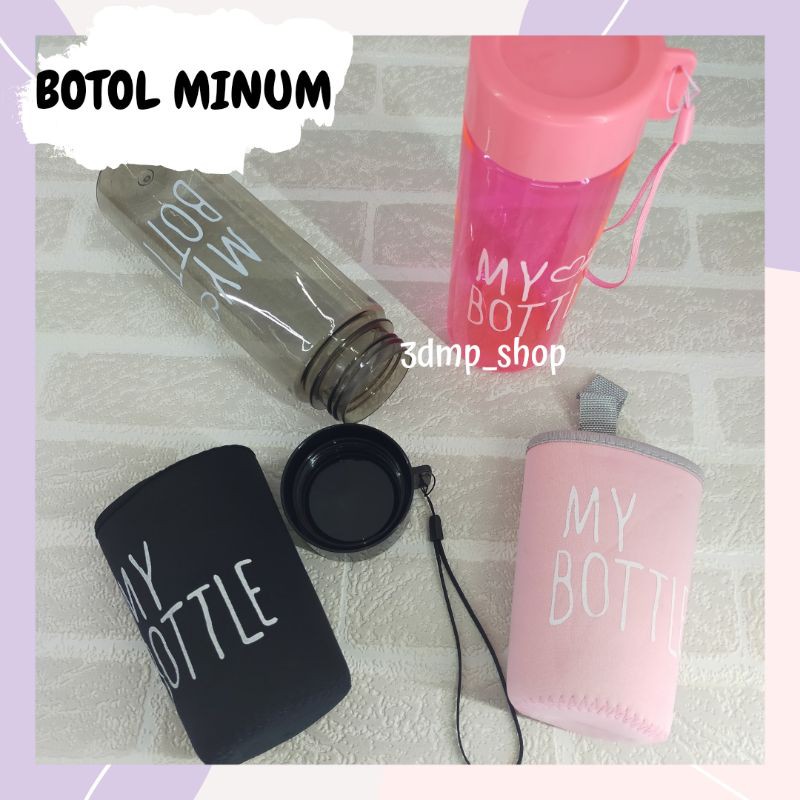 My bottle botol minum pink hitam merah muda