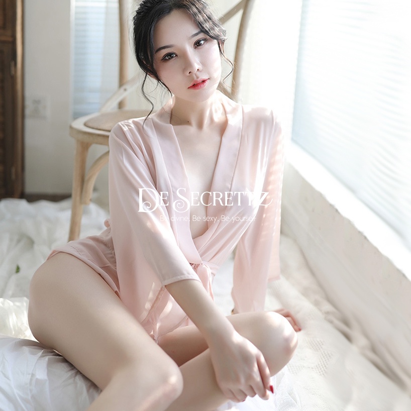 DeSecrettz MIYABI Baju Tidur Sexy Model Kimono Set, Includes Outer and G String, Lingerie Sexy, Baju Tidur Wanita Sexy, Baju Dinas Depan Suami, Baju Haram Sexy, Kimono Lingerie