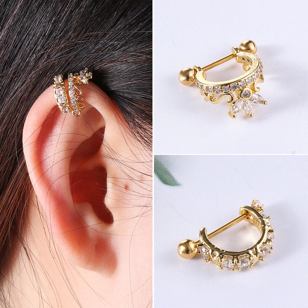 Lily Cartilage Earring Fashion Tindik Helix Bunga Lobe Stainless Steel