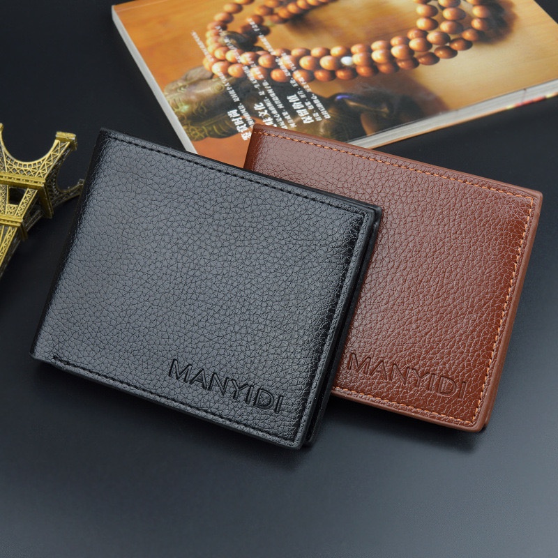 ORIGINAL MANYIDI 601 DOMPET UANG RFID LIPAT PRIA KULIT KILAT HALUS