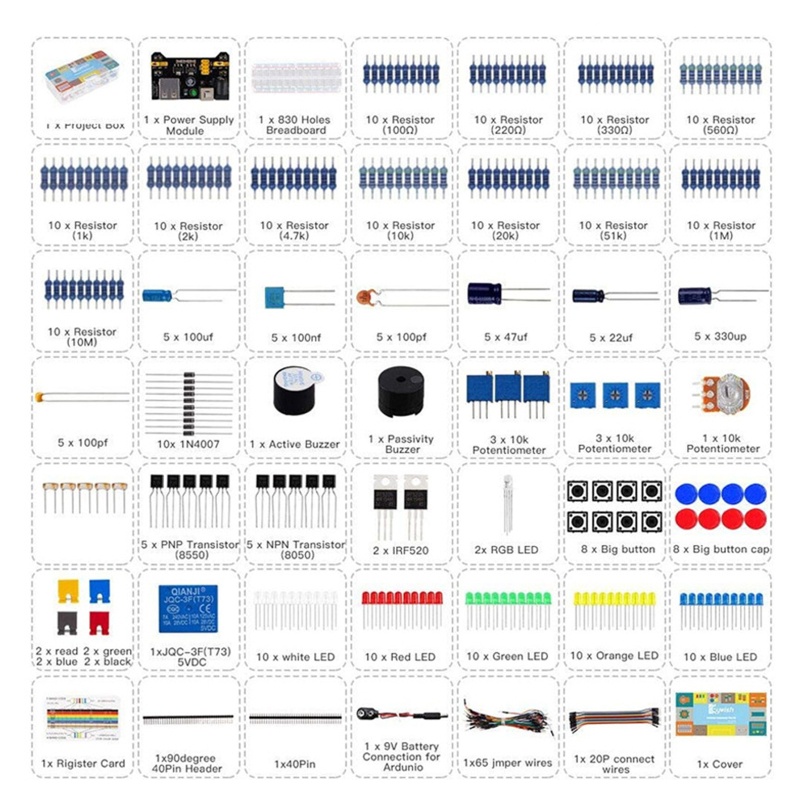 Btsg R3 Project Super Starter Kit Dengan Resistor Kapasitor Buzzer LED Untuk