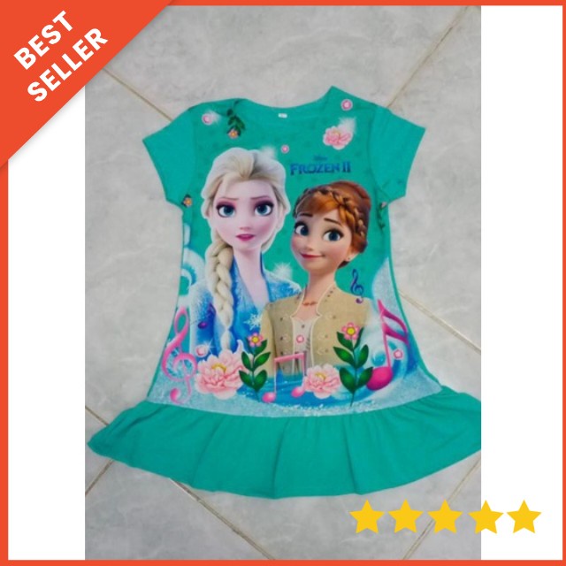 [2-8T] Dress anak perempuan import full printing ALOHA KAI / DASTER ANAK ALOHA KAI FROZEN