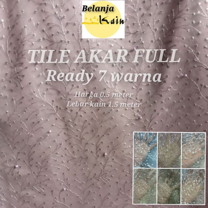 KAIN TILE AKAR MUTIARA GLITER / TILE AKAR