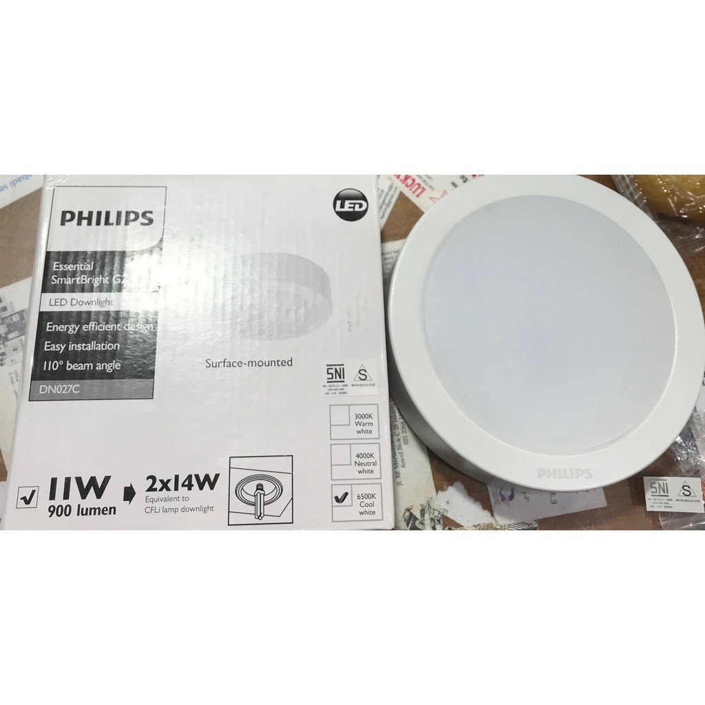 Downlight Philips Led Panel 11 Watt Tipe DN027C Outbow ( Pemakaian Luar Plafon Atau Pakai Breket)