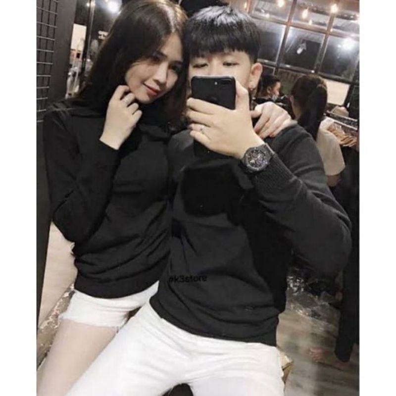 Baju Lengan panjang POLOS  Pasangan Couple Kaos  Distro trendy dan kekinian / harga sudah termasuk 2pcs