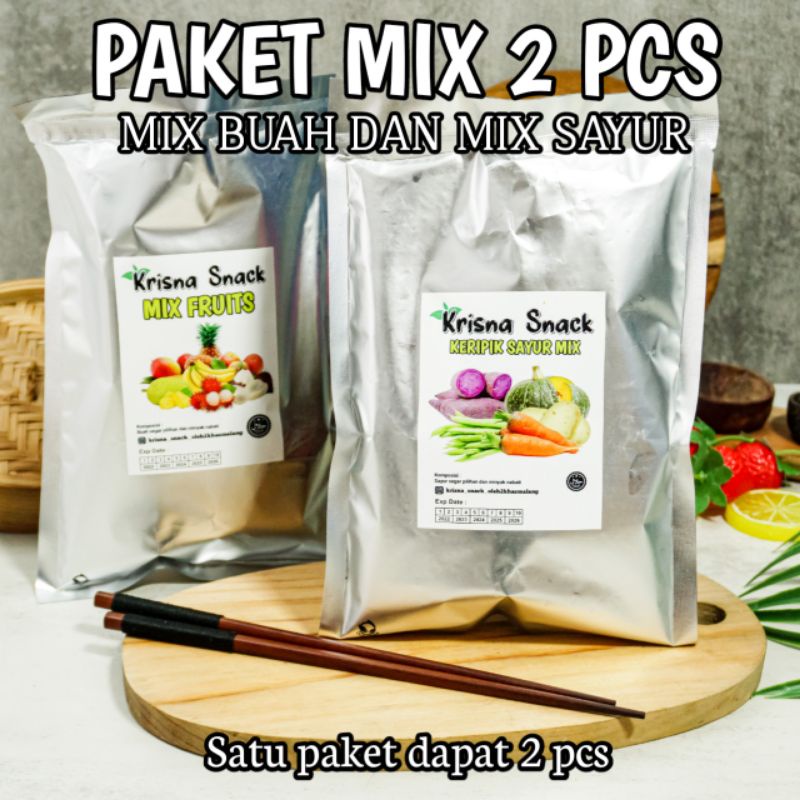 PAKET MIX KERIPIK 2 PCS (MIX BUAH DAN MIX SAYUR FOIL) | KERIPIK NANGKA, KERIPIK APEL, KERIPIK NANAS MADU, KERIPIK SALAK, KERIPIK PISANG, KERIPIK WORTEL, KERIPIK BUNCIS, KERIPIK LABU MADU, HONEY POTATOES, PURPLE POTATOES, KENTANG, EDAMAME