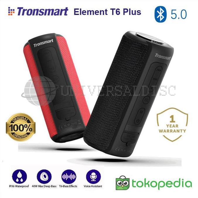 Kualitas Terbaik Tronsmart Element T6 Plus SoundPulse™ Portable Bluetooth Speaker - Hitam MURAH
